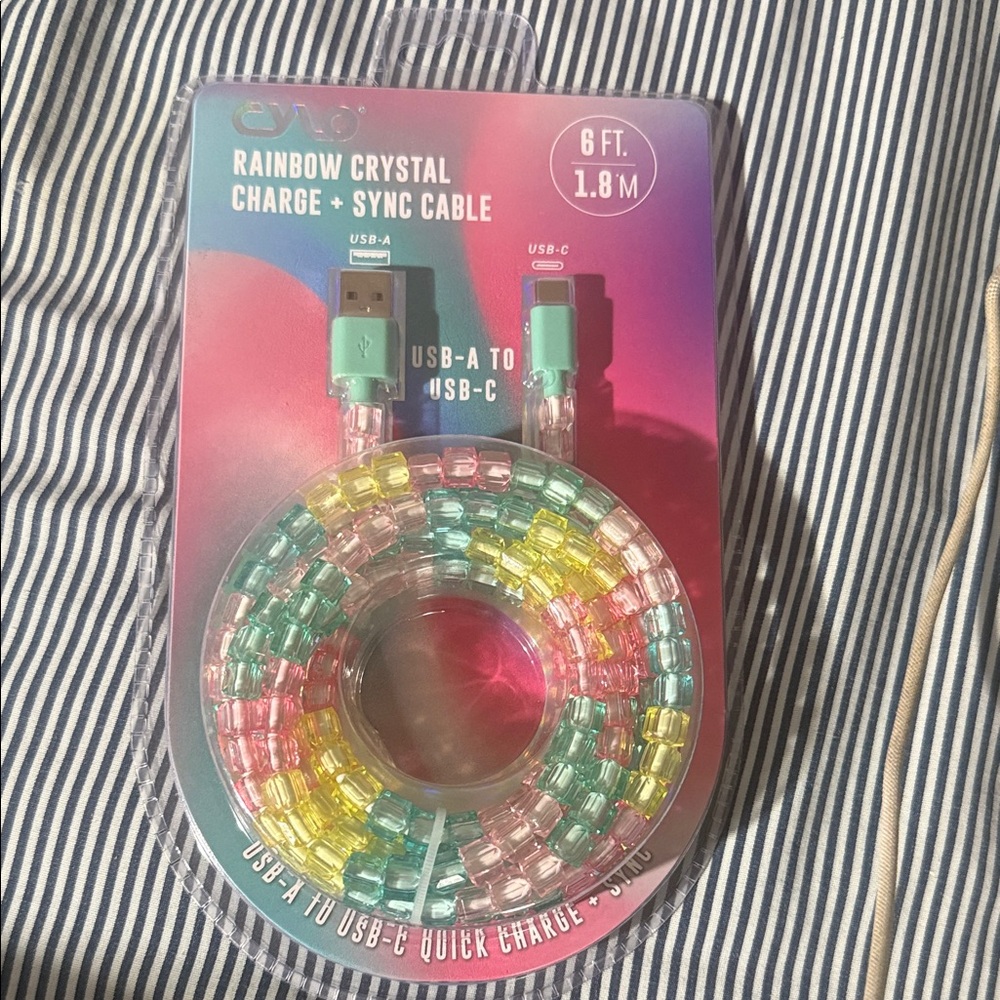 Rainbow Crystal USB-A to USB-C Charge & Sync Cable - Multicolor